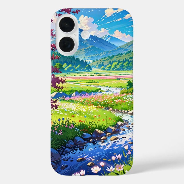 Funda iPhone 16 El floreciente valle de primavera (Reverso )