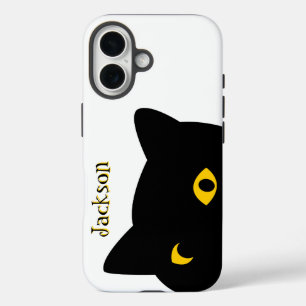 Funda iPhone 16 El gato negro te mira con el personalizado de los 