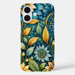 Funda iPhone 16 El jardín de girasol azul lindo Resumen Arte
