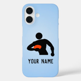 Funda iPhone 16 El jugador de rugby y la bola con tu nombre o text