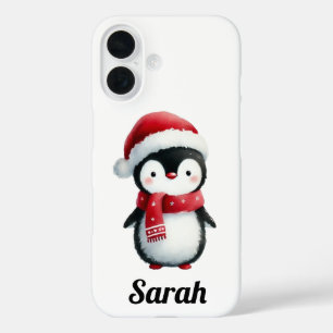 Funda iPhone 16 El pingüino festivo en la alegría navideña