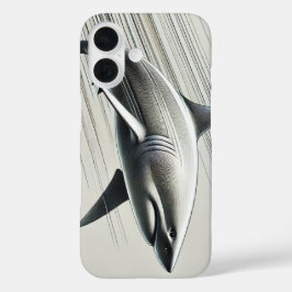 Funda iPhone 16 El tiburón digital dinámico en movimiento
