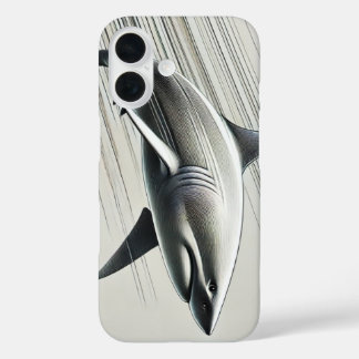 Funda iPhone 16 El tiburón digital dinámico en movimiento