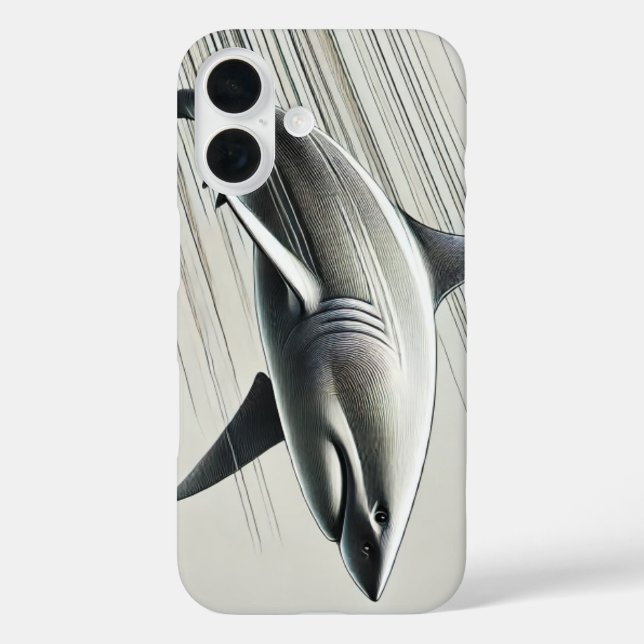 Funda iPhone 16 El tiburón digital dinámico en movimiento (Reverso )