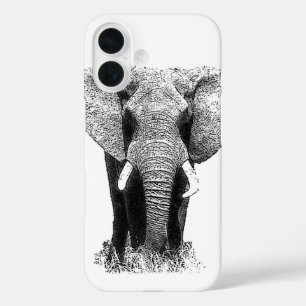 Funda iPhone 16 Elefante blanco y negro