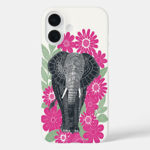 Funda iPhone 16 elefante folclórico rosa