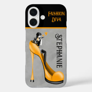 Funda iPhone 16 Elegancia Chic: Dama Fashionista Lanzando un Beso