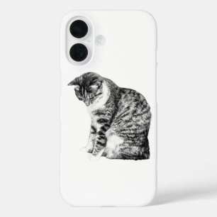 Funda iPhone 16 Elegancia de gato sombreado en estilo otoño
