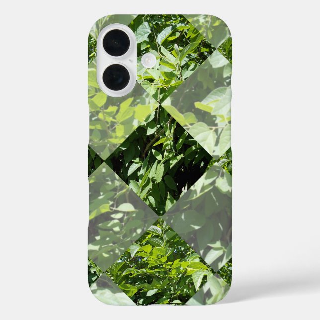 Funda iPhone 16 Elegancia Esmeralda: hojas verdes en corte de diam (Reverso )