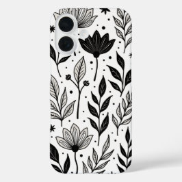 Funda iPhone 16 "Elegancia floral monocromática: una inspiración v