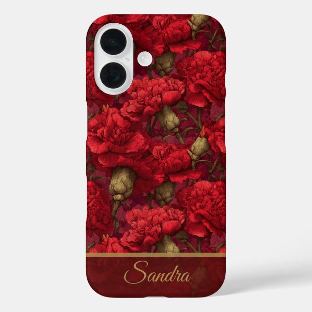 Funda iPhone 16 Elegant Birthday Gift Carnation Flower Name (Reverso )
