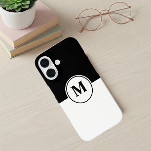 Funda iPhone 16 Elegant Black and White Monogram iPhone Case