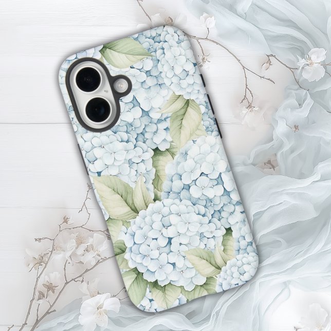 Funda iPhone 16 Elegant Blue Hydrangea Watercolor  (Subido por el creador)