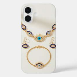 Funda iPhone 16 Elegant Evil Eye Jewelry Set Display