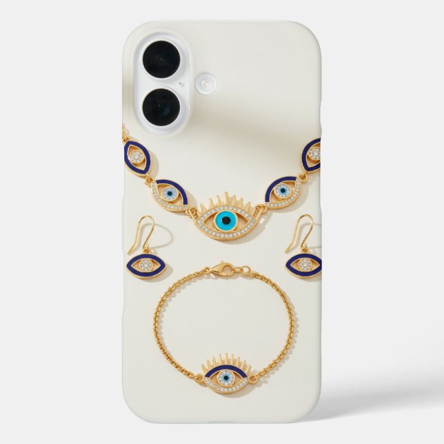Funda iPhone 16 Elegant Evil Eye Jewelry Set Display (Reverso )