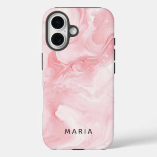 Funda iPhone 16 Elegant Pink Marble Personalized 