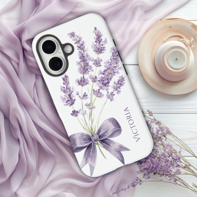 Funda iPhone 16 Elegant Purple Vintage Ribbon Personalized (Subido por el creador)