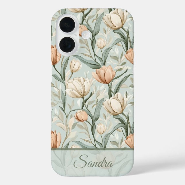 Funda iPhone 16 Elegant Valentine'S Day Gift Tulip Floral Custom (Reverso )