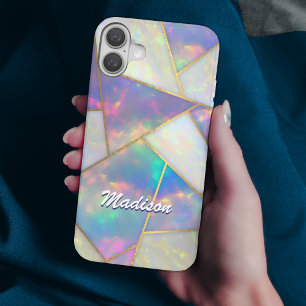Funda iPhone 16 Elegante agato holográfico geométrico Funda-Mate i