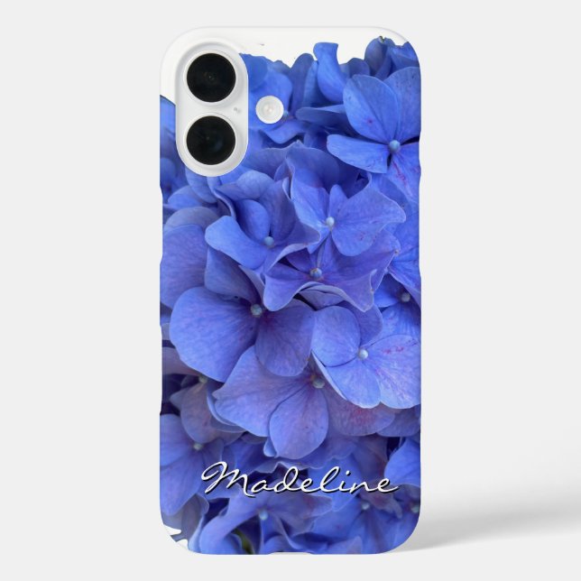 Funda iPhone 16 Elegante Blue periwinkle hidrangeas florales (Reverso )