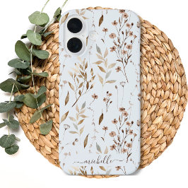 Funda iPhone 16 Elegante Buho Rústico Marrón Floral Botánico