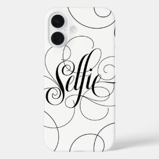 Funda iPhone 16 Elegante caligrafía de selfie con letras florecien