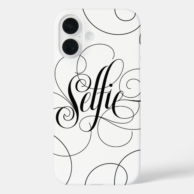 Funda iPhone 16 Elegante caligrafía de selfie con letras florecien (Reverso )