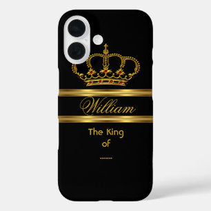 Funda iPhone 16 Elegante Clásico Rey Real Oro Negro Corona 3
