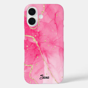 Funda iPhone 16 Elegante, colorido, rosa, morado, nombre personali