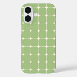 Funda iPhone 16 Elegante Cuadrícula Neutral Minimalista Verde Salv