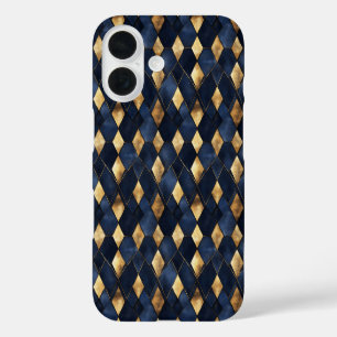 Funda iPhone 16 Elegante diamante azul dorado