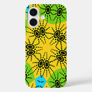 Funda iPhone 16 Elegante estilo araña de inspiración africana