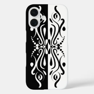 Funda iPhone 16 Elegante estilo Harlequin negro y blanco abstracto