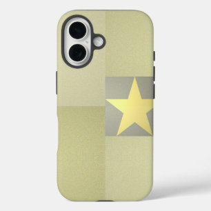 Funda iPhone 16 Elegante Estrella Dorada Excelencia, Gris Amarillo