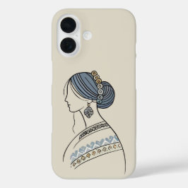 Funda iPhone 16 Elegante estuche para iPhone de arte folk ucranian