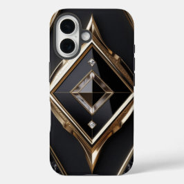 Funda iPhone 16 Elegante estuche para iPhone de oro geométrico de 