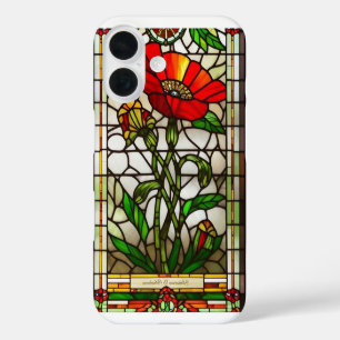 Funda iPhone 16 Elegante Flor Roja de Vidrio Teñido