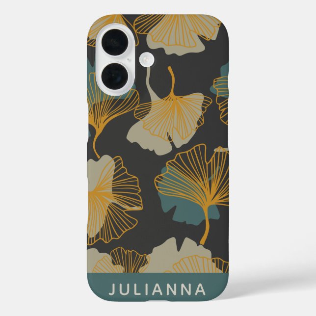 Funda iPhone 16 Elegante Ginkgo deja patrón otoño personalizado (Reverso )
