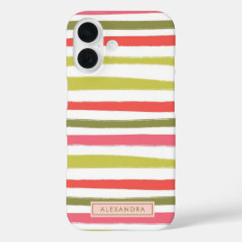 Funda iPhone 16 Elegante Girly Moderno Colorido a rayas