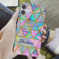 Elegante holográfico trendy faux oro geométrico Ca