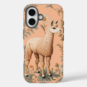 Funda iPhone 16 Elegante Lama y Flores de margarita en la arena