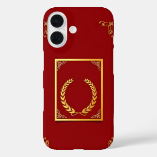 Funda iPhone 16 Elegante Laurel dorado en marco rectangular