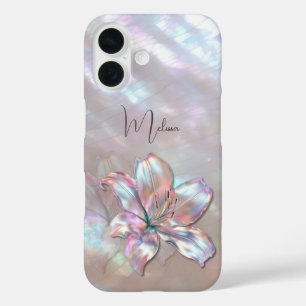Funda iPhone 16 Elegante Lirio de Nácar