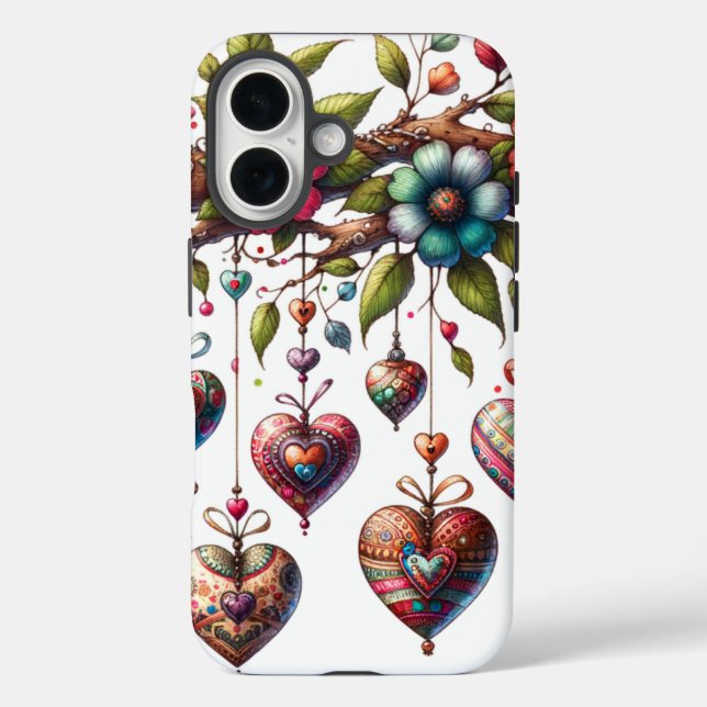 Funda iPhone 16 Elegante maletín de teléfono de bifurcación floral (Reverso )