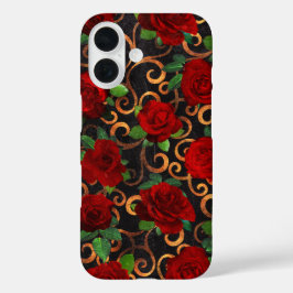 Funda iPhone 16 Elegante Moda de época elegante Damask Vintage Ros