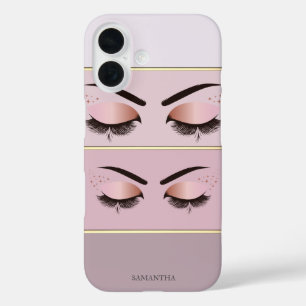 Funda iPhone 16 Elegante Moderno Chic Rayado, Pestañas