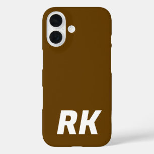 Funda iPhone 16 Elegante Moderno Minimalista Nombre Sólido Marrón