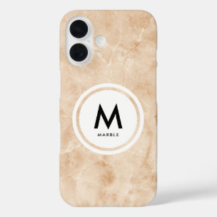 Funda iPhone 16 Elegante Monograma de Mármol - Textura de roca