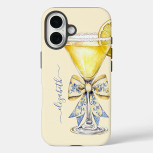 Funda iPhone 16 Elegante Monograma de Martini de Limón
