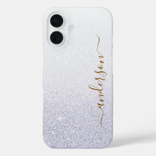Funda iPhone 16 Elegante monograma de nombre con brillo